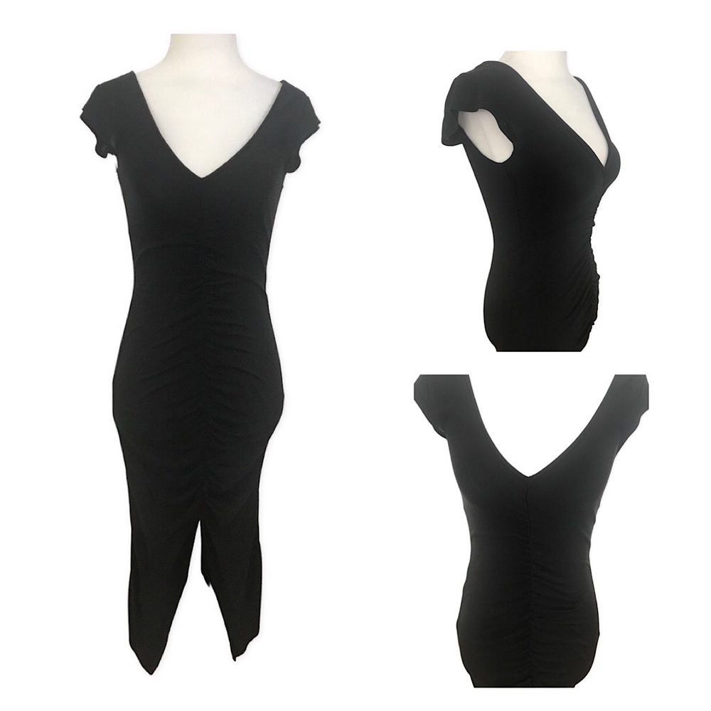 Forever 21 Contemporary Black Front Ruched Dress